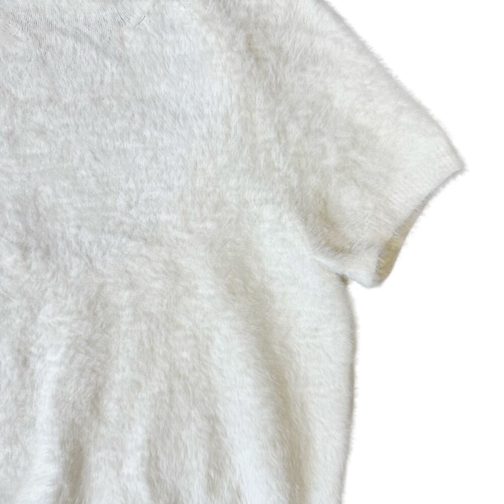Anthropologie Maeve Women's Cream Mock Neck Eyelash Sweater‎ Tee Back Cutout - M - Picture 4 of 10
